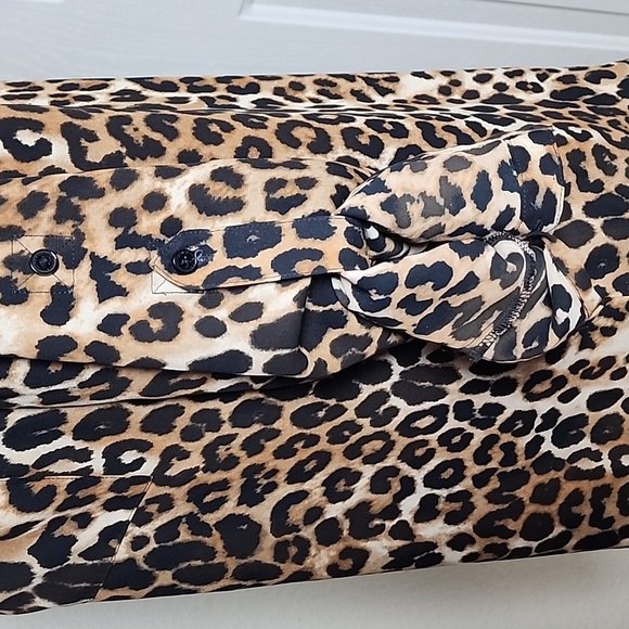 Express Portofino Leopard Print Button-Down Shirt Size Large - Picture 4 of 9